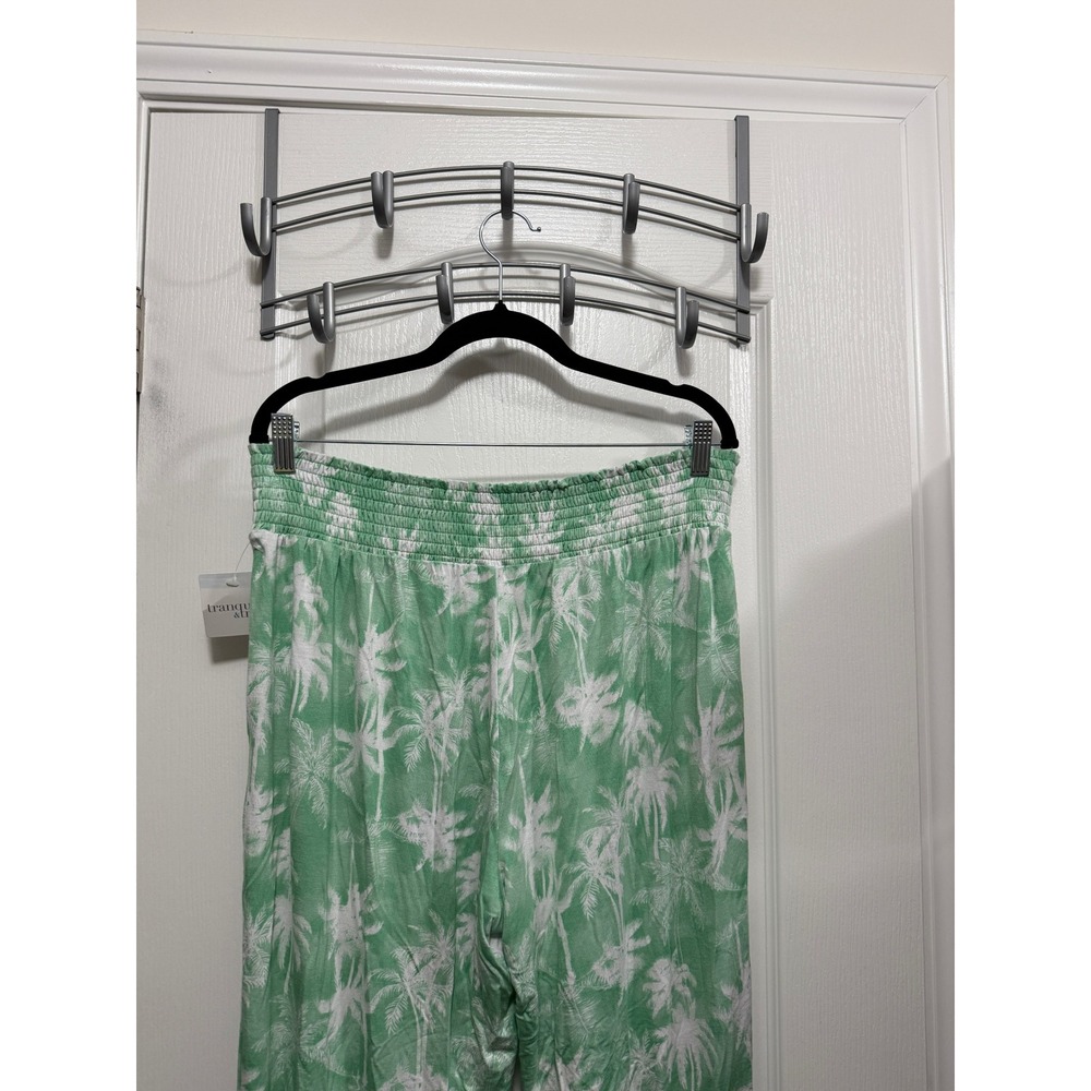 Tranquil & True Womens XL Green Palm Tree Smocked Waist‎ Pajama Lounge Pants NEW - Picture 10 of 11